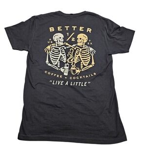 Better Half Austin Texas TShirt Mens Medium Black Skeleton ATX Restaurant Tee